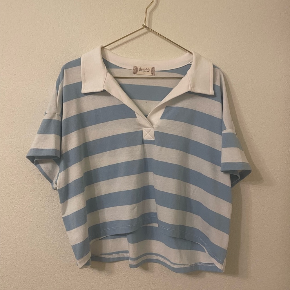 Altrd state collared striped cropped shirt